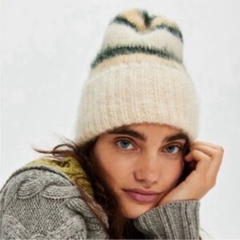 Free People The Groove Stripe Beanie Hat Womens One Size Varsity Winter NWT
